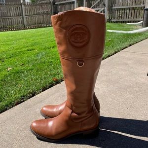 Etienne Aigner Brown Leather Riding Boots